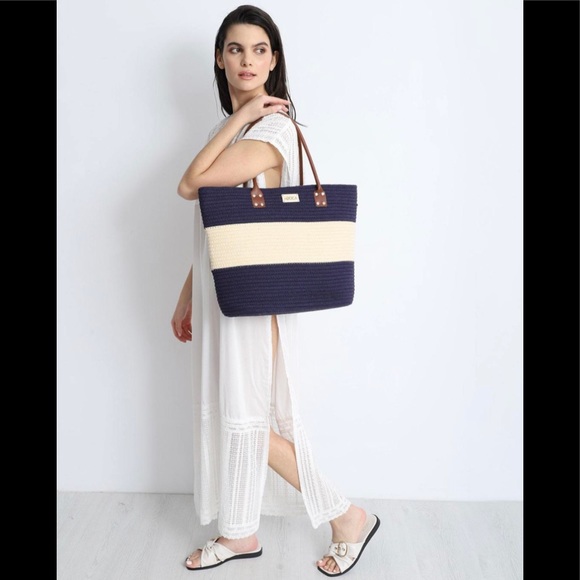 Stella Doca Paper straw blue beach bag - Picture 1 of 9